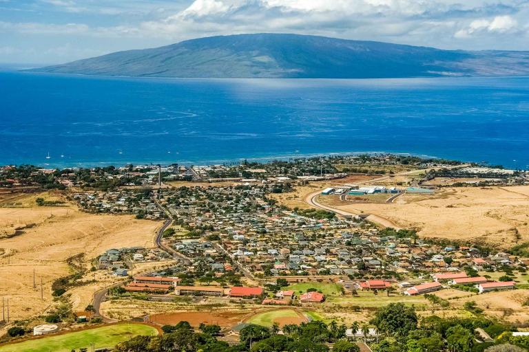 Aerial Helecopter Lahaina and Lanai Island feature
