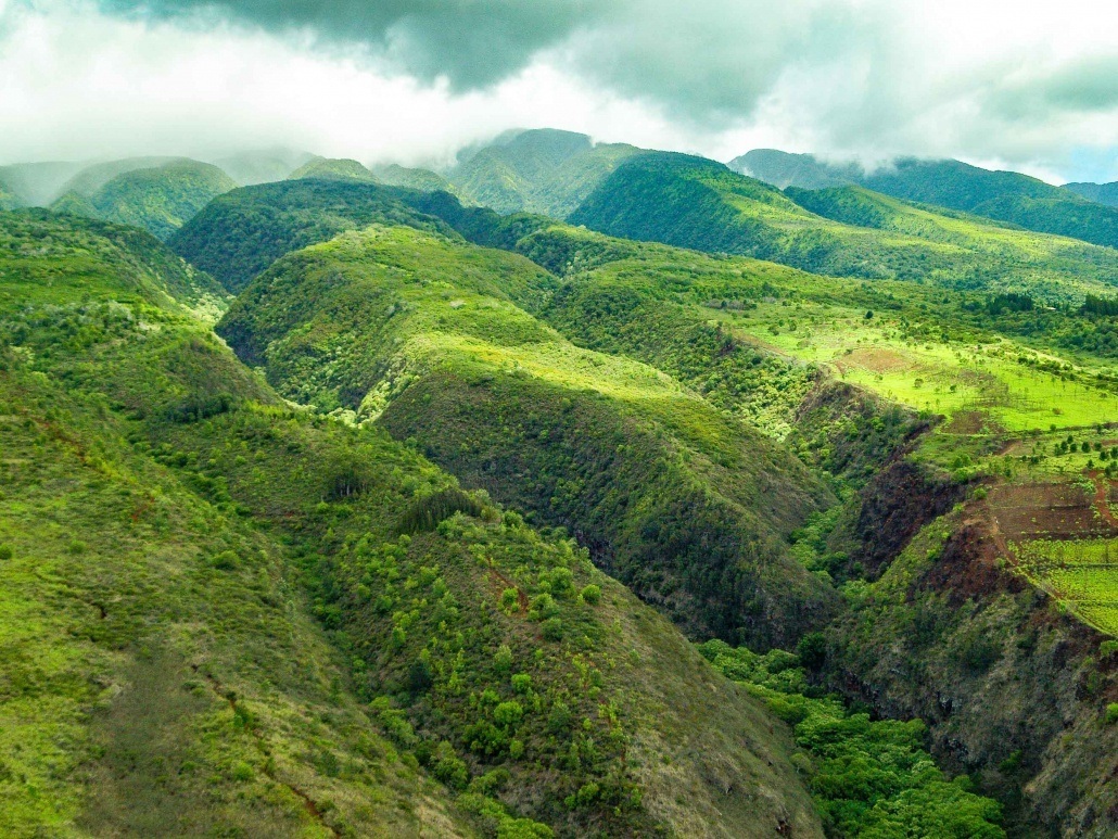 Aerial Helicopter West Maui Mountains Valleys