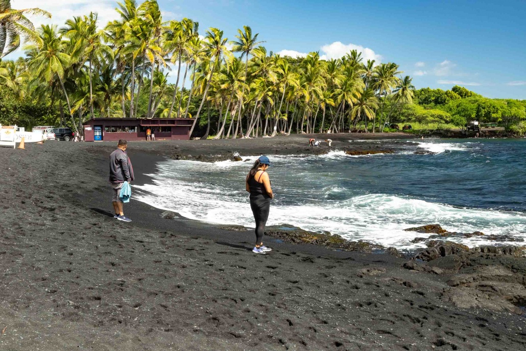 Punalu'u Black Sand Beach Visitors Big Island
