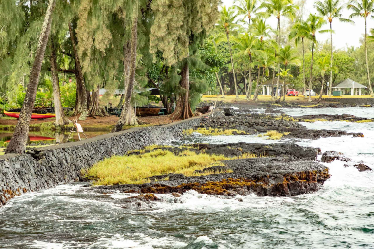 Richardson Black Sand Beach Park Ocean and Wall Hilo Big Island feature