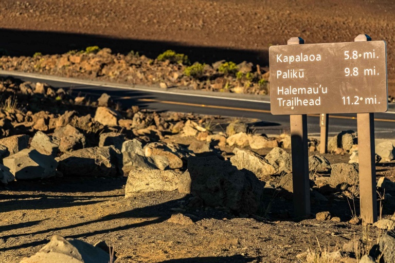 Haleakala Hiking Trail Sign at Summit Maui