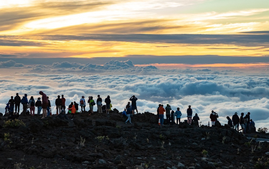 Haleakala Sunset Crowd Along Summit Road Maui