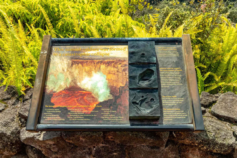 Interpretive Sign of Kilauea Caldera at Volcanoes National Park Big Island Hawaii feature