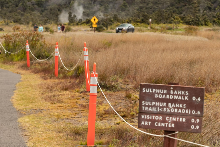 Trail Sign to Sulphur Banks Volcanoes National Park Hawaii feature