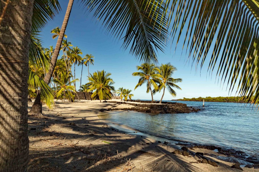Grounds and Bay at Pu'uhonua O Honuanua Heiau National Historical Site Big Island Hawaii