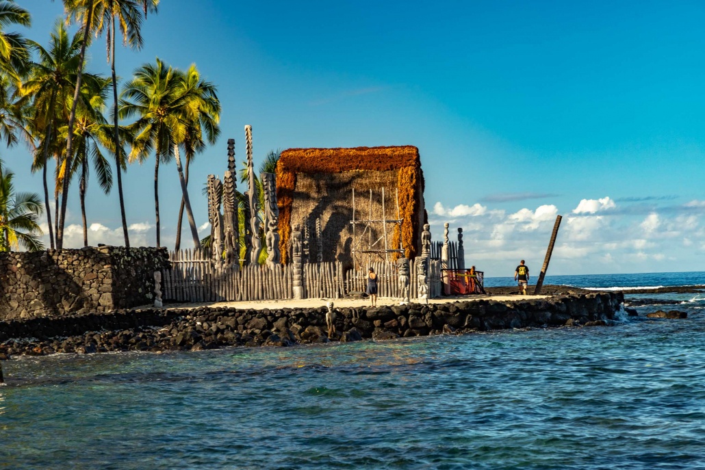 An ancient Hawaiian temple is restored along the Kona coast