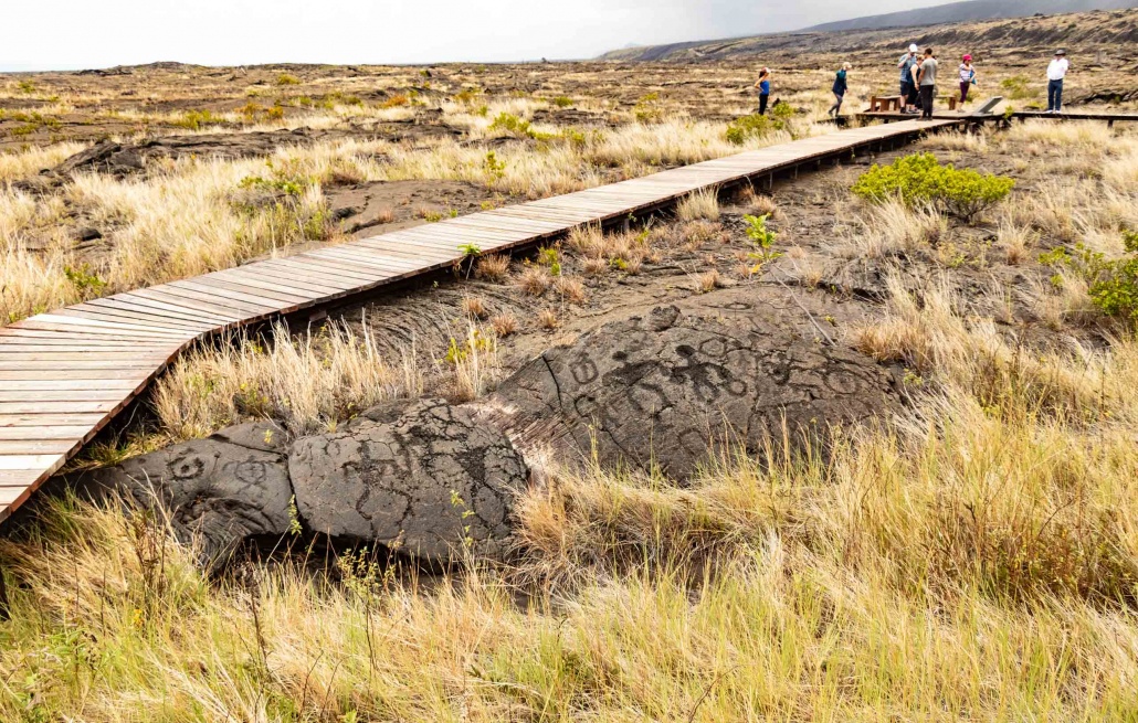 A boardwalk allows visitors to see the petroglyphs without damaging them