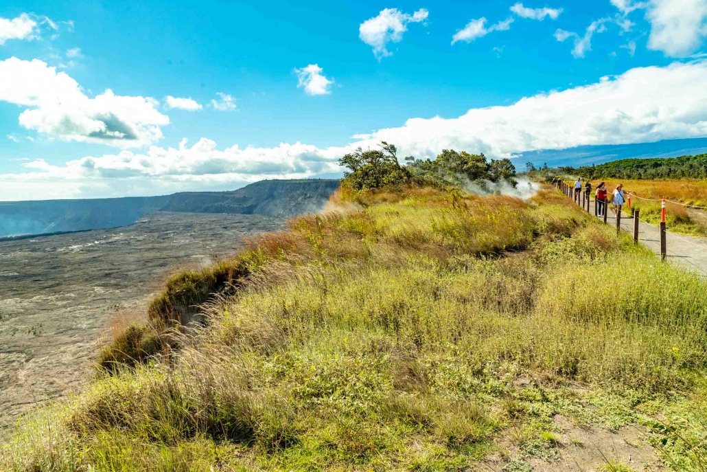 The rim trail at Kilauea affords expansive views