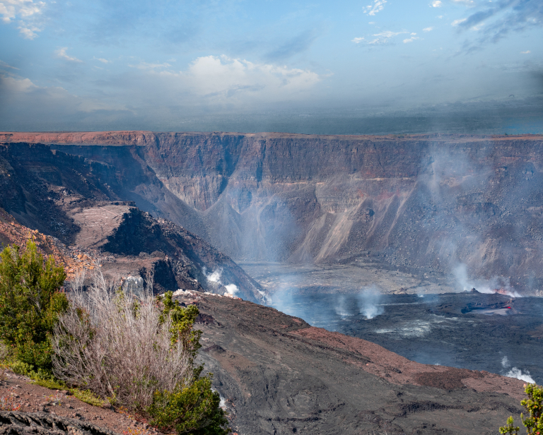 Steaming Kilauea crater