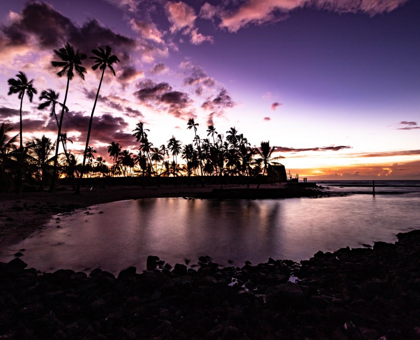 This ancient Hawaiian temple sits on a bay near Kahalakekua