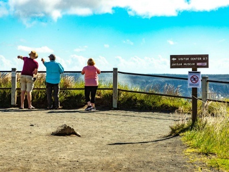 From the steam vents overlook you can see Kilauea's caldera