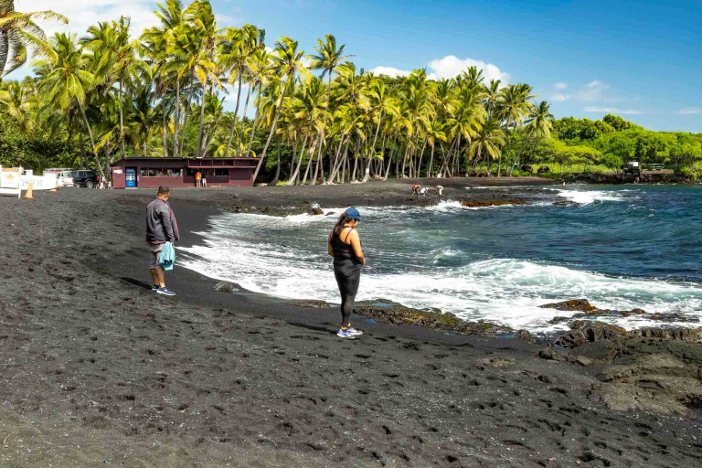 punaluu black sand beach visitors big island