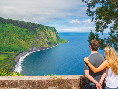 enjoying the amazing view in waipio valley big island hawaii