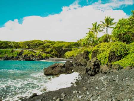 enjoying stunning views of black sand beach maui hawaii
