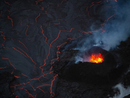 pond of lava within its cone latest kilauea overflight big isalnd paradise helicopters x