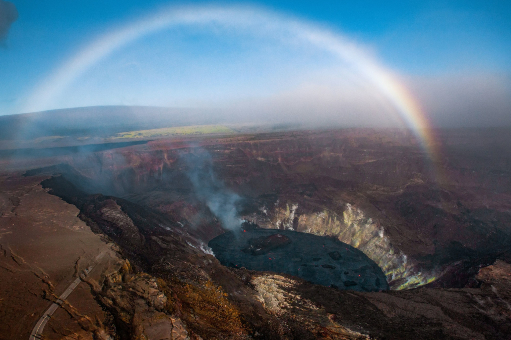 volcano and rainbow big island paradise helicopters