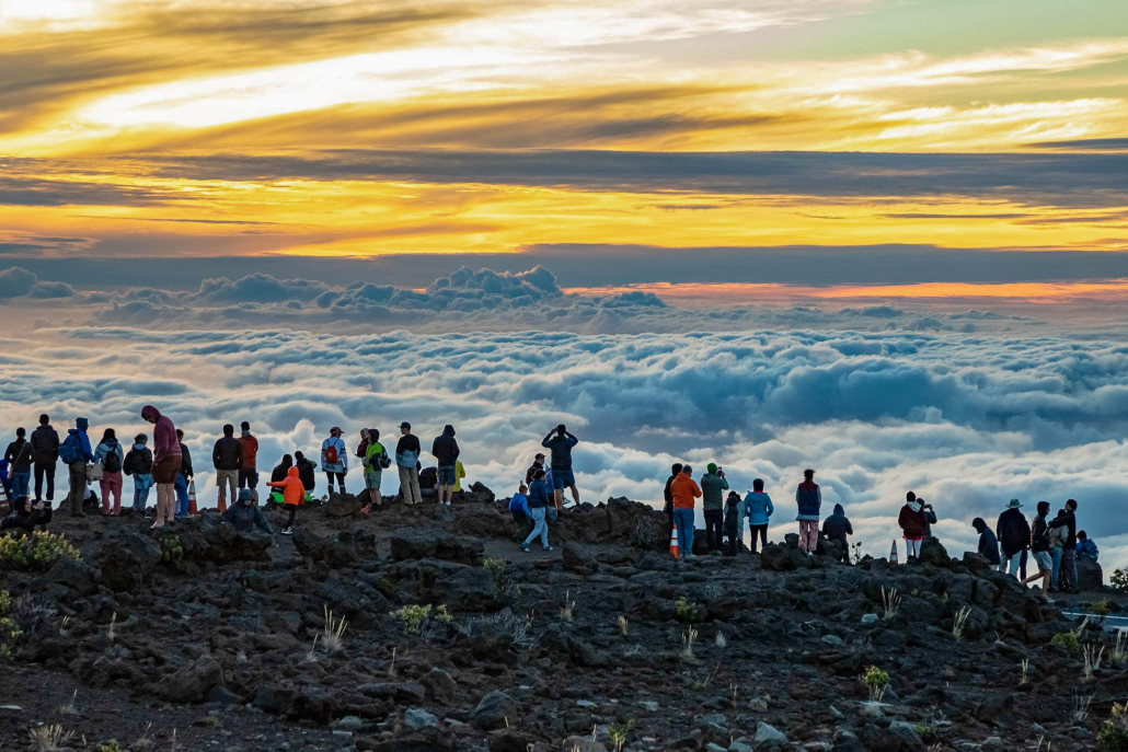 Haleakala Sunset Crowd Along Summit Road Maui