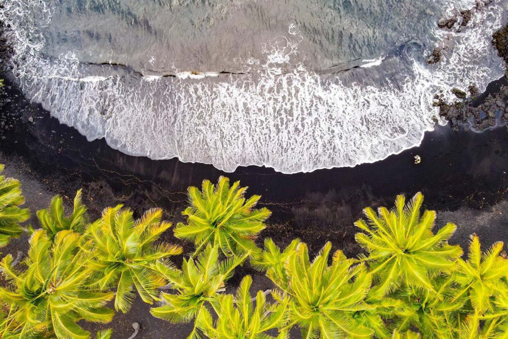 bluehawaiian big island helicopter tour aerial views of punaluu black sand beach