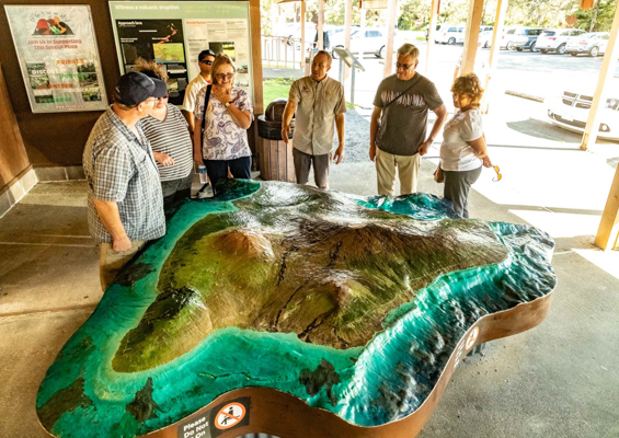 park visitors reviewing park model slider